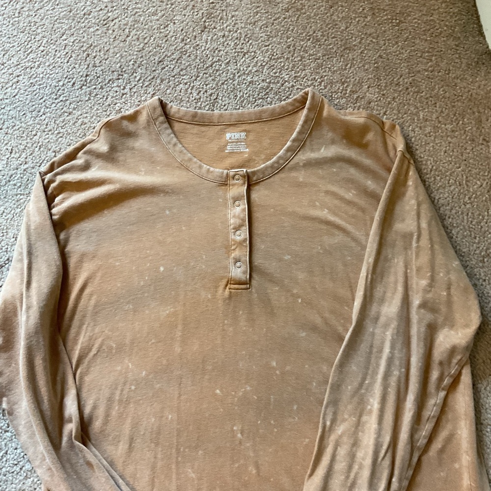 Pink Women’s Long Sleeve Henley Shirt Size S